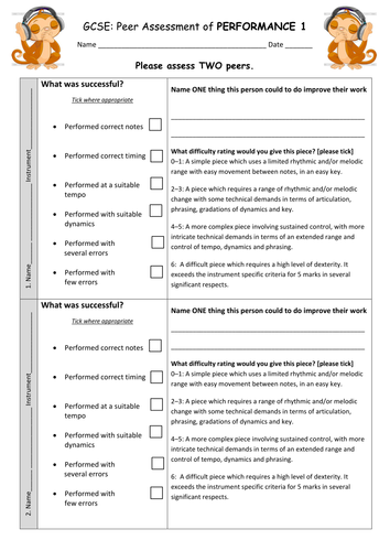 GCSE PEER ASSESSMENT