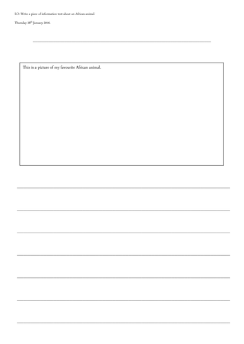 Information Text - Animal Facts - Writing Template