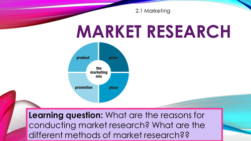 Market research and the Marketing mix.