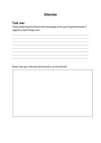 AS AQA Psychology- Research Methods- Qualitative Interviews