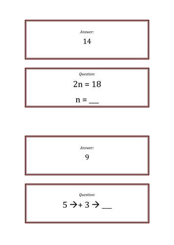 Treasure hunt - KS3 solving equations (1 and 2 step) and simple machines 