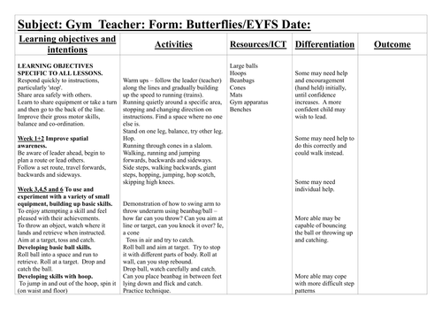 EYFS Gym - lessons to develop gross and fine motor skills