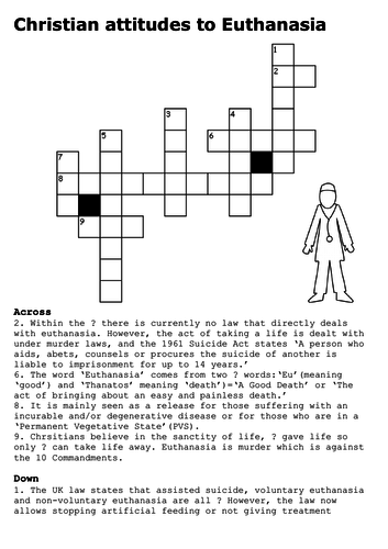 Christian Attitudes to Euthanasia Crossword