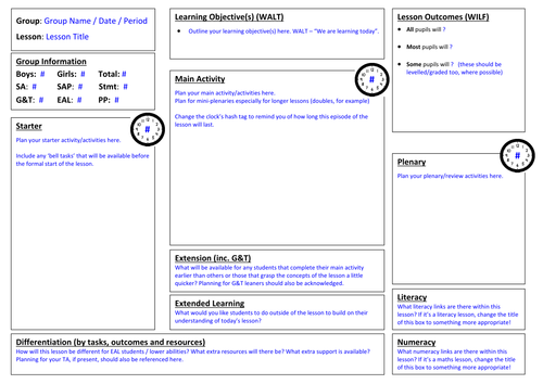 Lesson Plan Outline Primary - Secondary cut down on your planning time! Quick, easy all on one sheet
