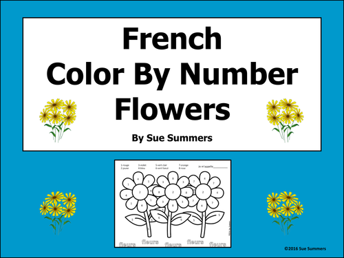 French Colors - Flowers Color by Numbers Activity - Les Couleurs 