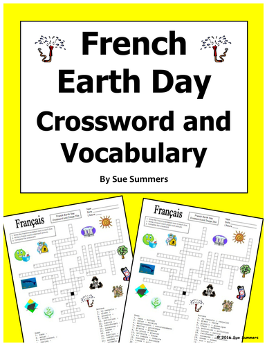 French Earth Day Crossword, Image IDs, and Vocabulary List