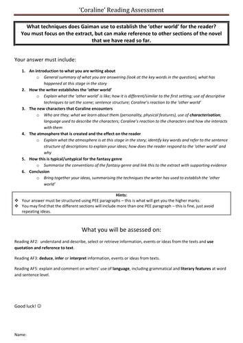 'Coraline' scheme of work