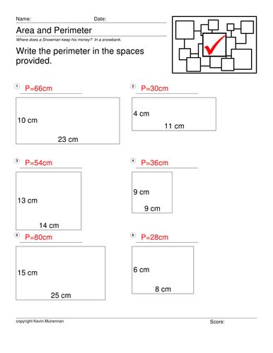 Teaching Resources worksheets Area Perimeter  Mathematics