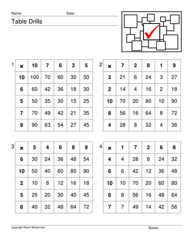 math worksheets multiplication tables