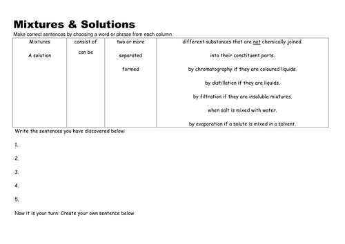 Mixtures and Solutions- KS3