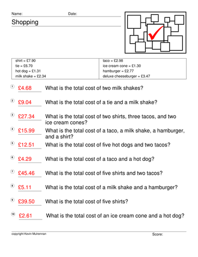 teaching resources worksheets money shopping cd ks2 mathematics coins teaching resources