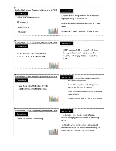 AQA A geography revision cards