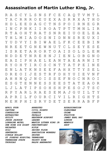 Assassination of Martin Luther King Word Search