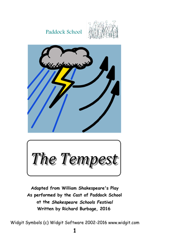 The Tempest (2013): Simple script with symbols to support pupils reading adaptation of the play