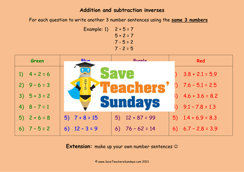 Inverse Operations worksheet by misshunt - UK Teaching ...