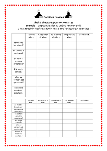 Teaching Resources:   Cards: Reactions to being asked out & Battleships: Asking People Out.