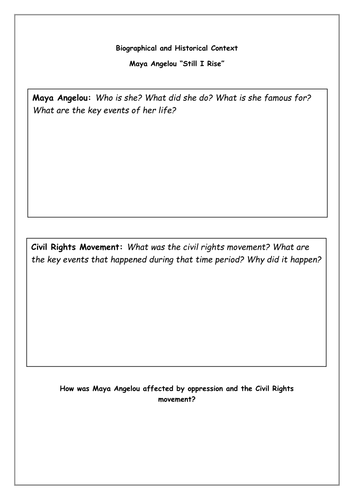 Still I Rise By Maya Angelou Teaching Resources