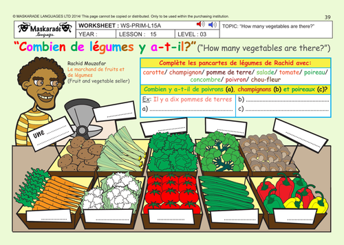 FRENCH (UNIT 5: FOOD): Year 5 & 6 : At the market/ The fruit and vegetable/ 