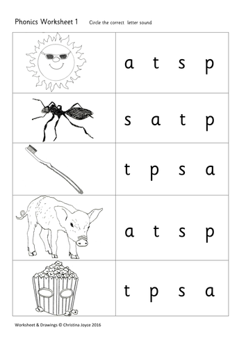 phonics picture match 1 s a t p by beemistress teaching resources tes