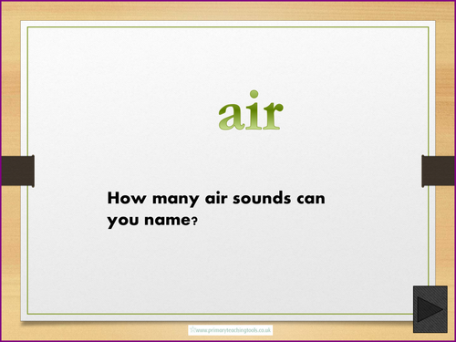 Three powerpoint presentations with alternative spellings of air, ear and k. 