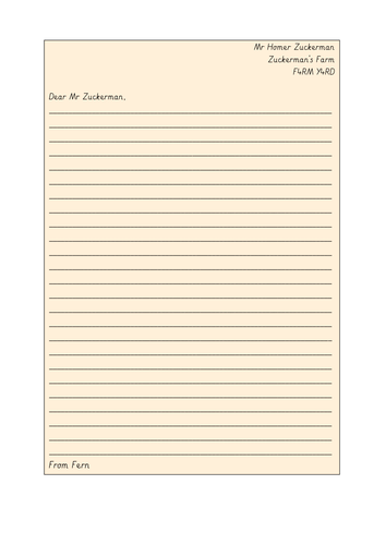 Charlotte's Web Letter Template