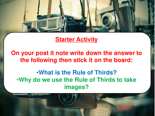 Photography Rule of thirds presentation with activities 