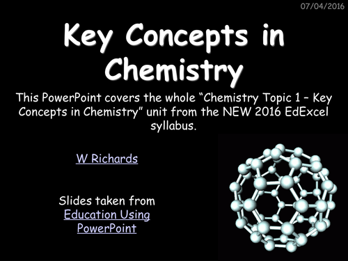EdExcel 2016 GCSE Chemistry topic 1 - Key Concepts in Chemistry