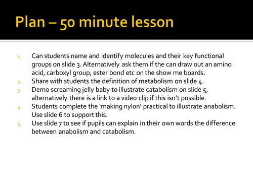 L3/L4 Metabolism and Fatty Acids - Topic 1 Biological Molecules - Biology B Edexcel 