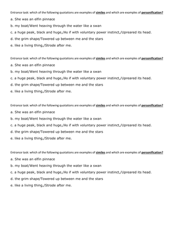 The Prelude (mid-lower ability) AQA anthology