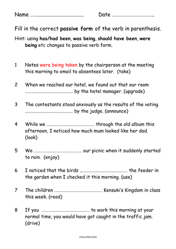 passive verb worksheets years 56 teaching resources