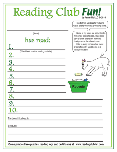 Earth Day Reading Log and Certificate Set