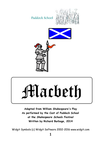 Macbeth (2014): Simple script with Widgit symbols for actors with learning difficulties