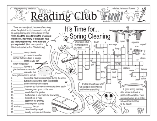 Spring Cleaning Two-Page Activity Set