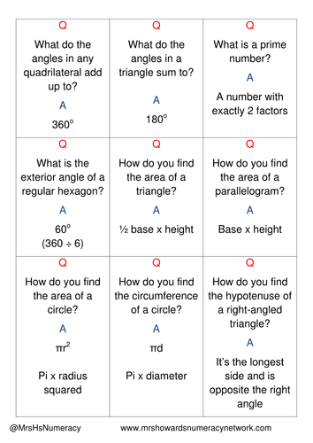 Revision Quiz Cards for Higher / Foundation GCSE Maths by Maria_Gerrard ...