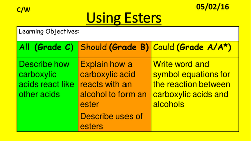 C3 Topic 5 - Esters