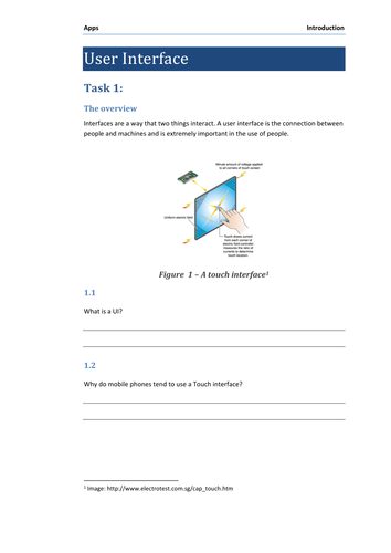 User Interfaces for Computing (KS3 or KS4) 