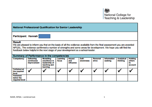 NPQSL Final Combined Task - completed 2016