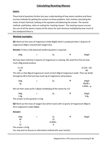 Chemistry: Calculating Reacting Masses