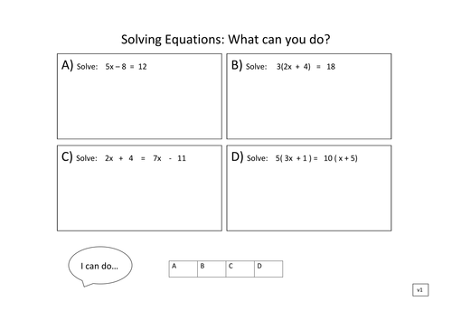 Solving Linear Equations | Teaching Resources