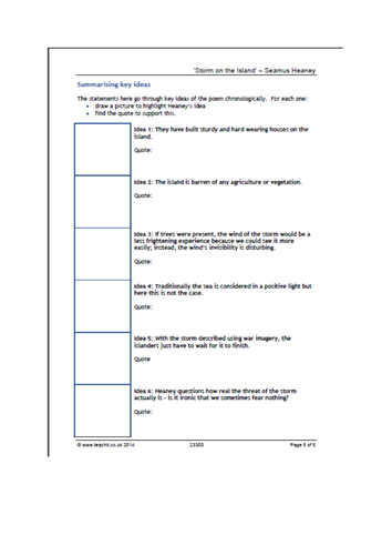 Storm on the Island by Seamus Heaney (mid ability) AQA Anthology
