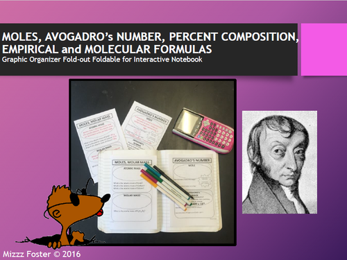 Moles, Avogadro's Number, Percent Composition, Empirical and Molecular Formulas Graphic Organizer 