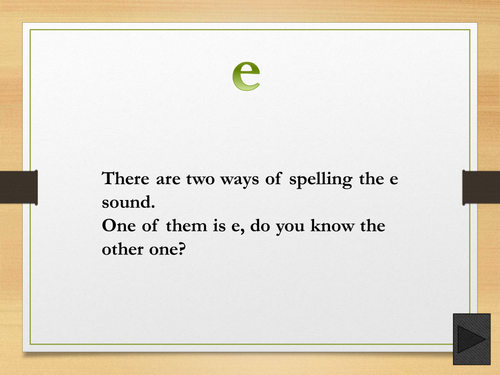 power point presentation teaching the alternative spelling of e