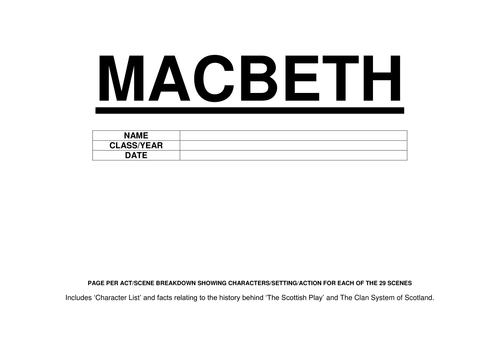 MACBETH - APRIL 2016 REVISED - A STRONG LEARNING/REVISION TOOL