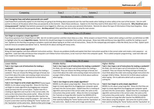 Year 5 (KS2) - Developing Coding (& Internet Safety) Computing Lesson Plan and PowerPoint Resources