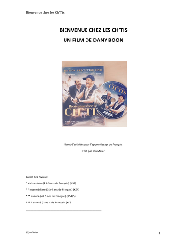 French Film Activity Booklet: Bienvenue Chez les Ch'Tis