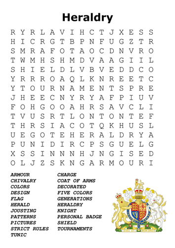 Heraldry Word Search 