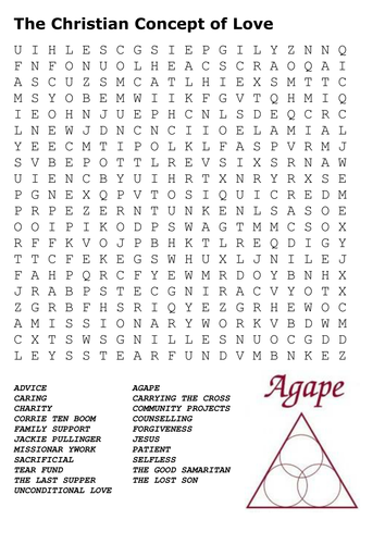 The Christian Concept of Love (Agape) Word Search 