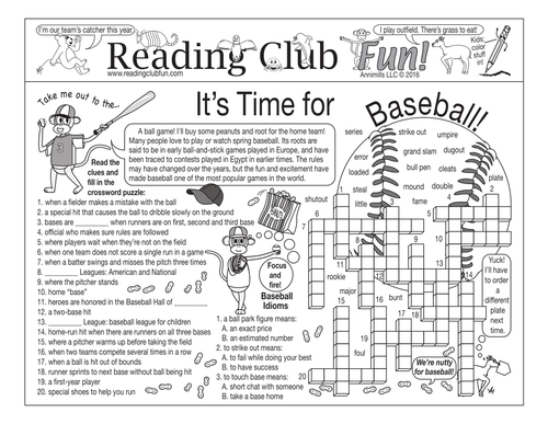 Bundle: Baseball and Spring Sports Two-Page Activity Set and Crossword Puzzle