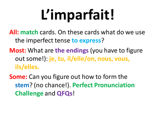 French - English Matching Cards & PowerPoint: The Imperfect Tense Teaching Resources.