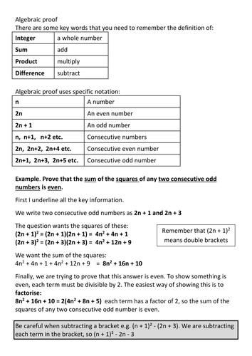 Algebraic Proof Revision Teaching Resources